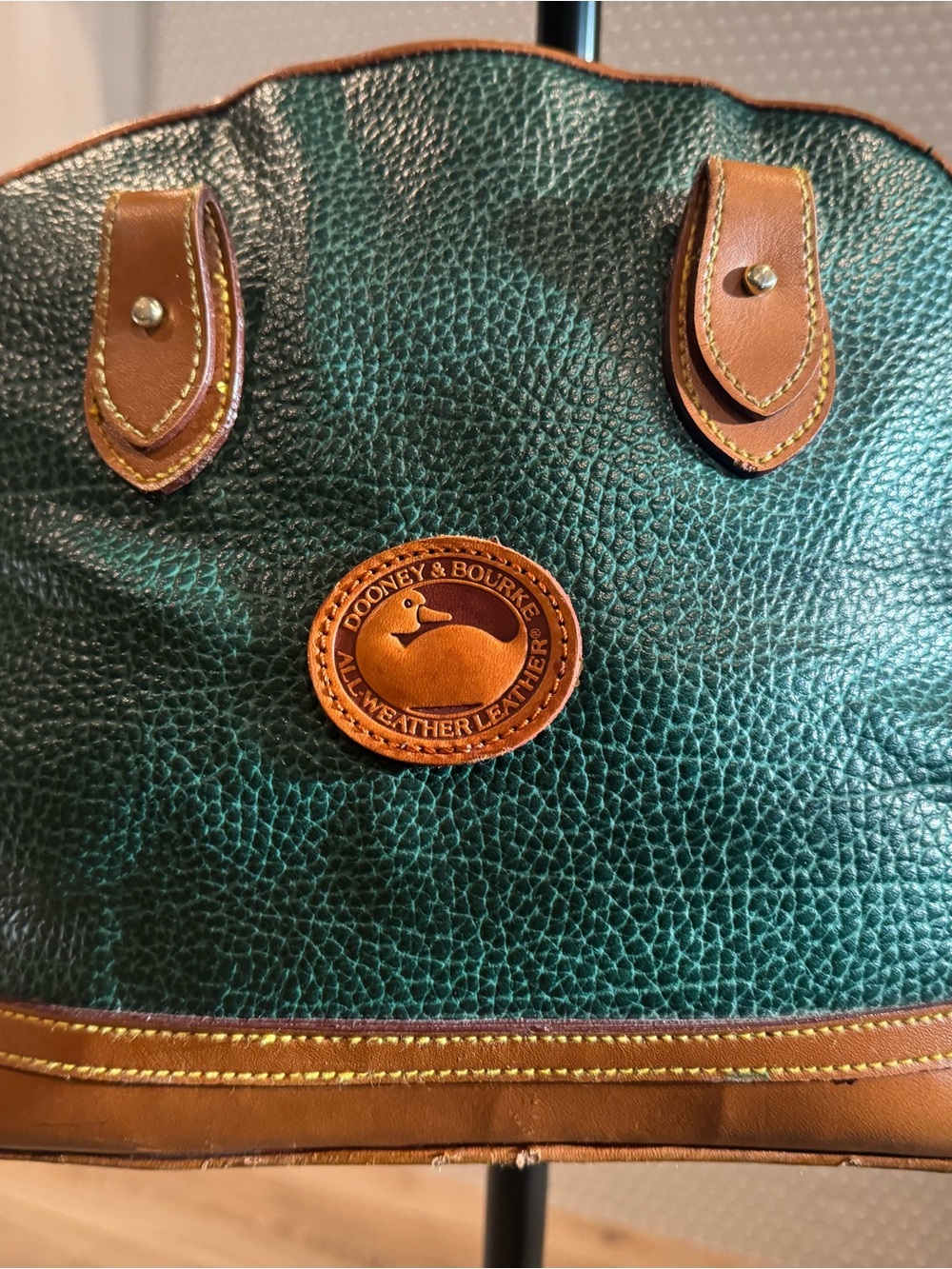 Vintage Dooney & Bourke AWL Green Satchel Crossbody - READ FLAW